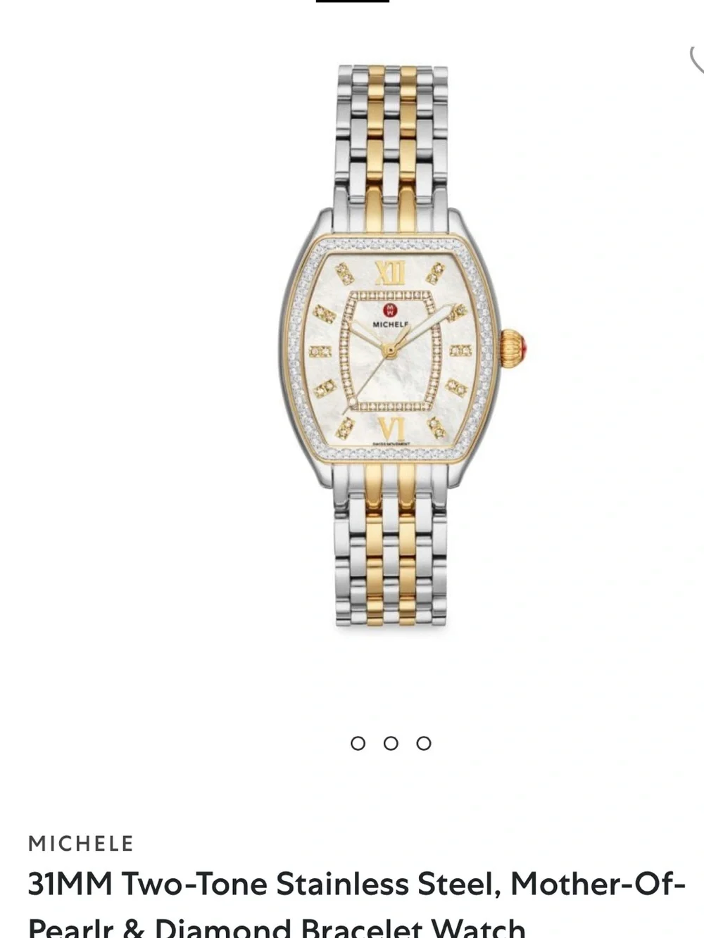Michele Two-Tone Gold and Silver Mother-of-Pearl Diamond Accent Women's Watch